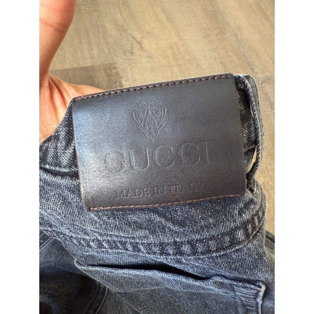 Gucci Uniform Jeans Men Size 48 Black Denim Italy Distressed Straight Leg Casual - Picture 15 of 16